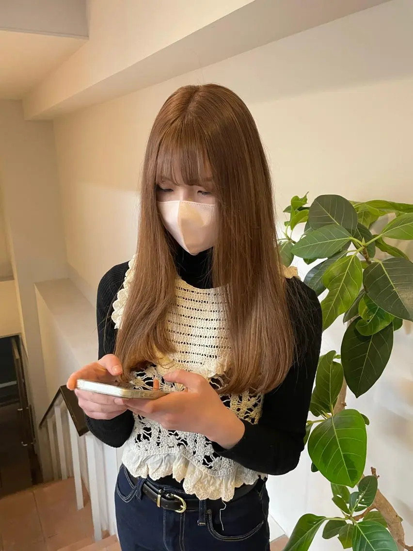 ロング カラー ブリーチなしダブル ブリーチカラー優海のヘアスタイル