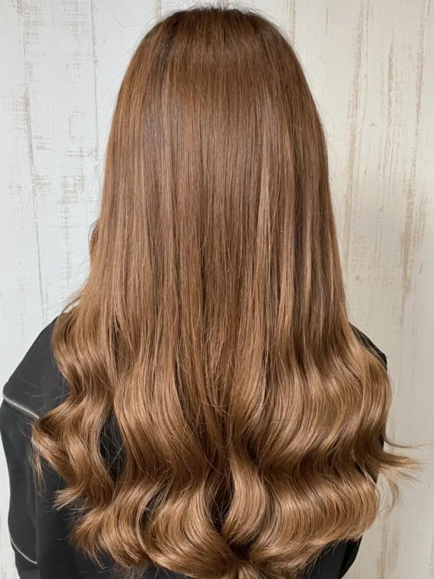 ロング カラー パーマ ヘアアレンジ 大阪レミーエクステ チビ編み込みのヘアスタイル