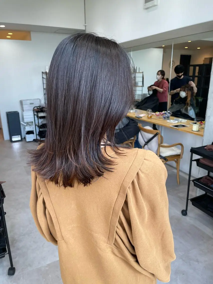 セミロング レイヤーカット ヘアカラー トリートメント ✨透明感カラー/縮毛 恵比寿HAYATO✨のヘアスタイル