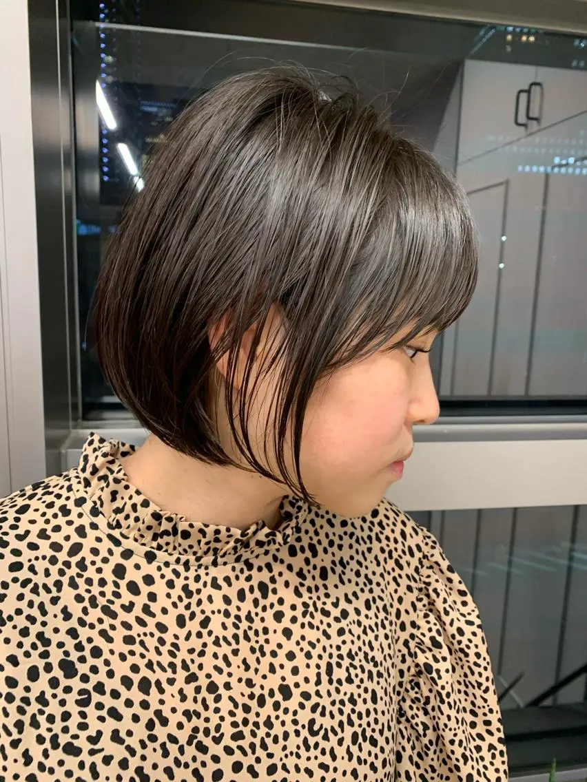 ショート ボブ シースルーバング SNS撮影用 髪質改善モデル募集のヘアスタイル