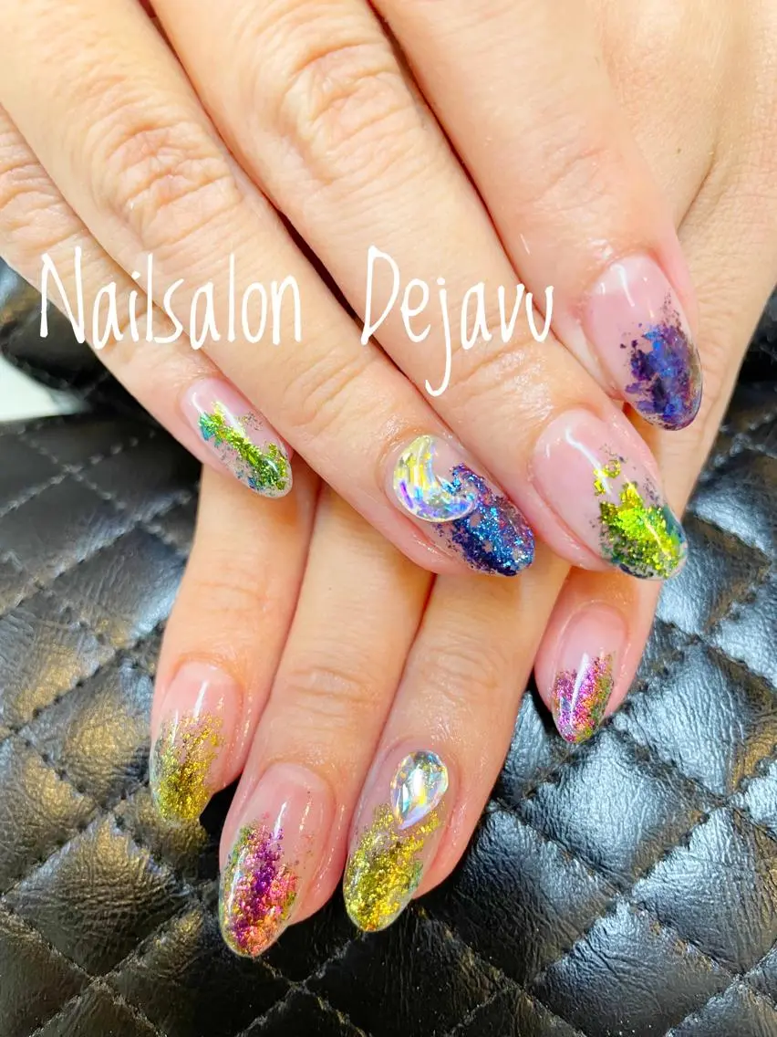 ネイル クリアネイル ラメ(グリッター) 持ち込み ストーンネイル 冬ネイル ハンドネイル Nailsalon Dejavuのネイルデザイン