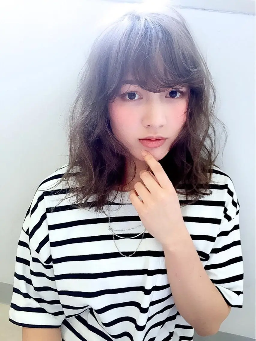 ミディアム カラー パーマ ヘアアレンジ メンズ キッズ ネイル マツエク・マツパ EnBlesS西宮 マンツーマン神道有基のヘアスタイル