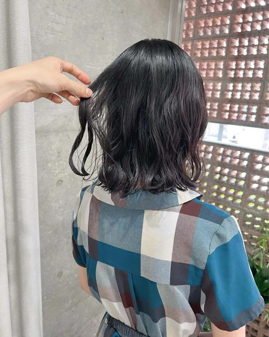ミディアム パーマ カット パーマ トリートメント ボブパーマコテ巻き風 パーマNo1深江秀平のヘアスタイル