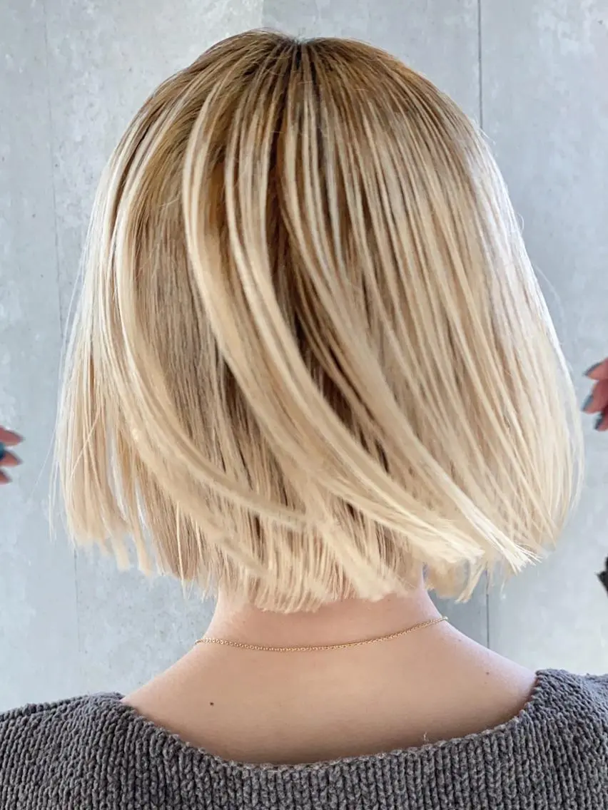 ミディアム カラー ブロンド ボブ カット ヘアカラー トリートメント ITbyALBUM 八王子店のヘアスタイル