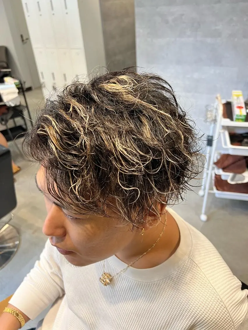 ショート カラー パーマ ツイストスパイラルパーマ ハイライトカラー ハイライト スパイラルパーマ 寺嶋 貴大のヘアスタイル