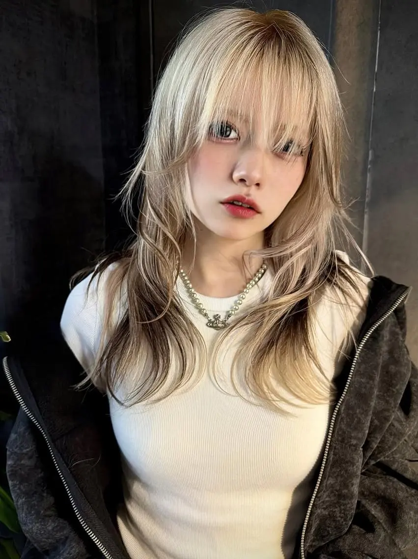 ミディアム カラー レイヤーカット ウルフカット カット ヘアカラー トリートメント ウルフレイヤー/ 中性ウルフ/タカハシのヘアスタイル