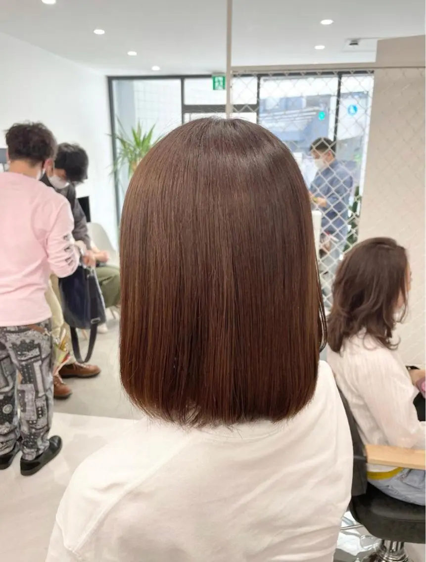 ミディアム カラー ブリーチ ブラウンカラー ブリーチなしカラー mona/ ストレートスタイル✨のヘアスタイル
