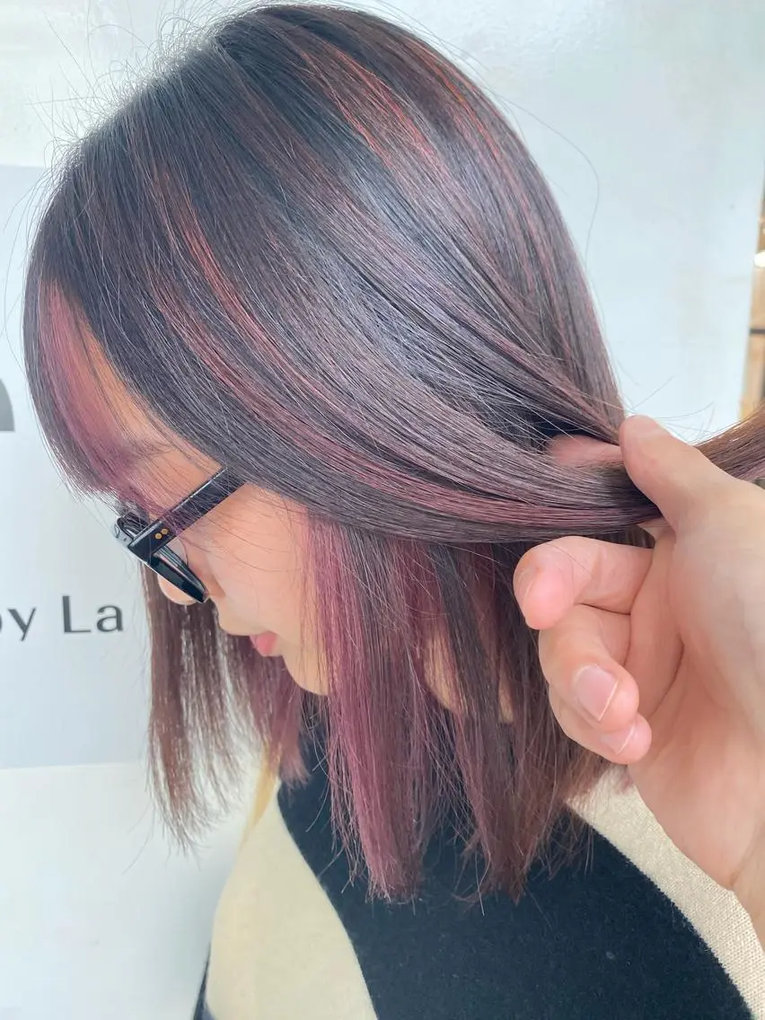 ミディアム カラー ハイライトカラー ハイライト ヘアカラー トリートメント 千 田のヘアスタイル