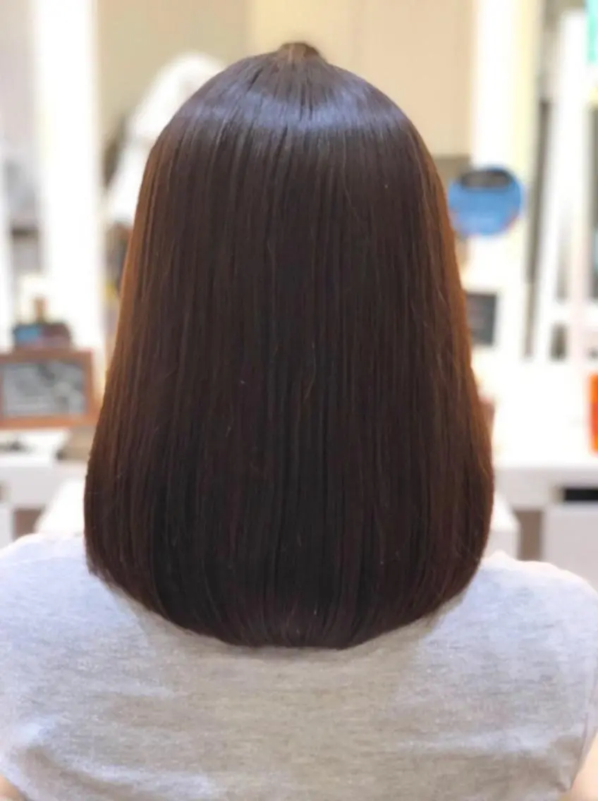 ミディアム パーマ 髪質改善 縮毛矯正 ストレートパーマ 安井　昴 💫ブリーチ縮毛矯正のヘアスタイル