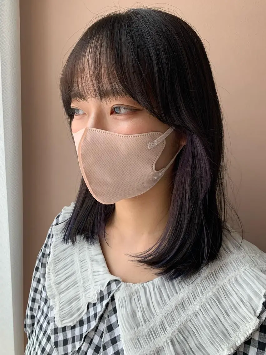 セミロング カラー ブルーカラー ブルーラベンダー インナーカラー ラベンダーカラー カット ヘアカラー トリートメント hubhair レイヤー/透明感のヘアスタイル