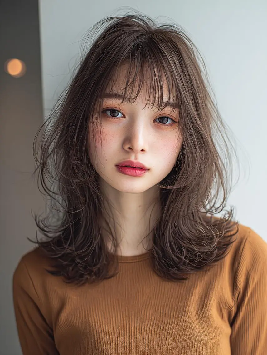 ミディアム 🍒暖色×ハイトーン ×デザイン✨まなりのヘアスタイル