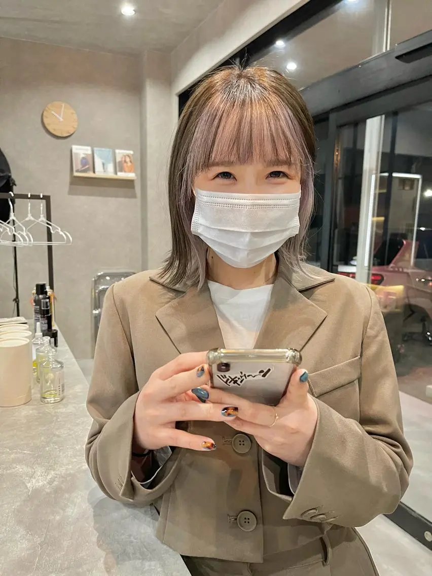 ミディアム カラー カット ヘアカラー トリートメント 一ノ瀬 暁のヘアスタイル