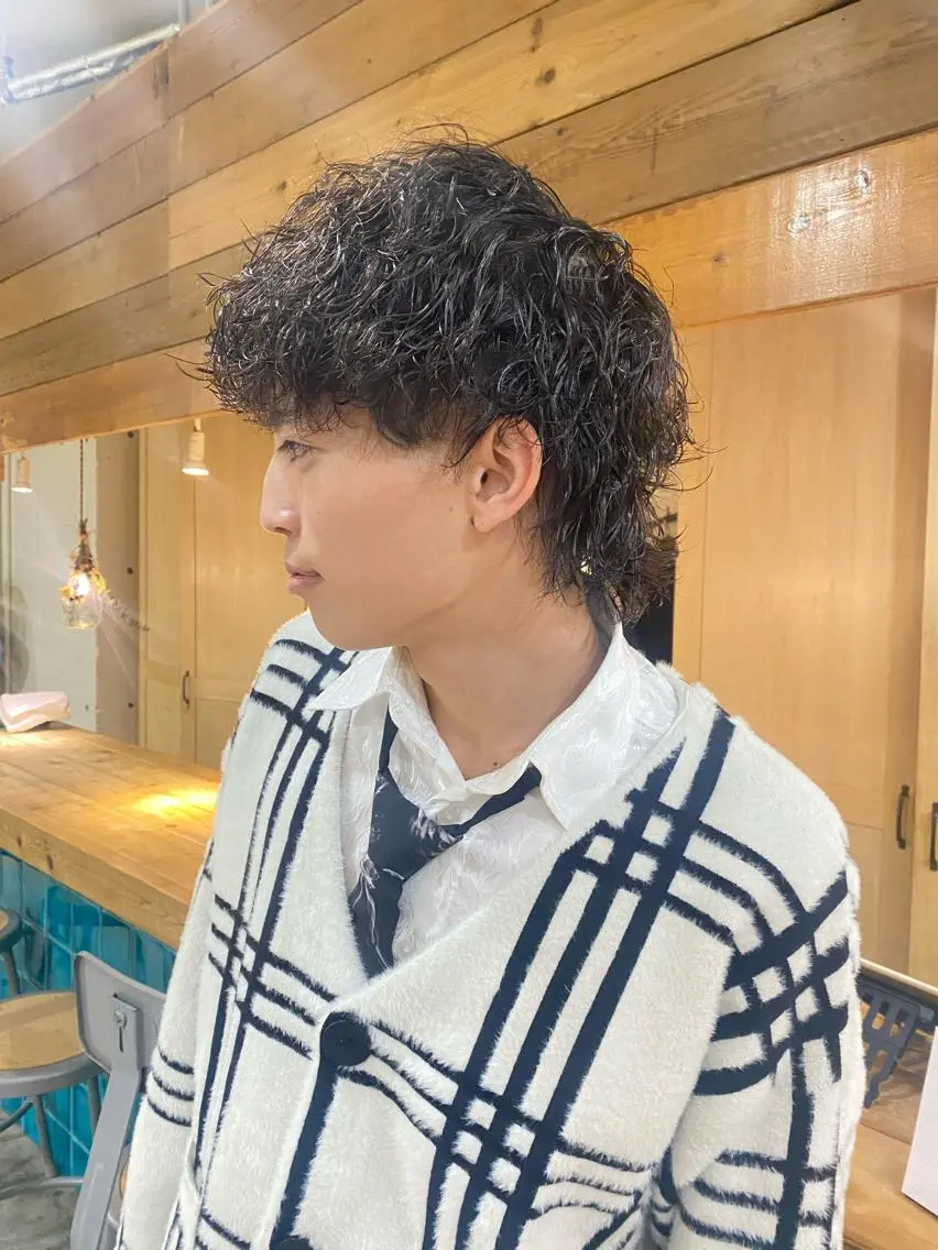 ミディアム メンズ カット パーマ 竹内 柚子のヘアスタイル