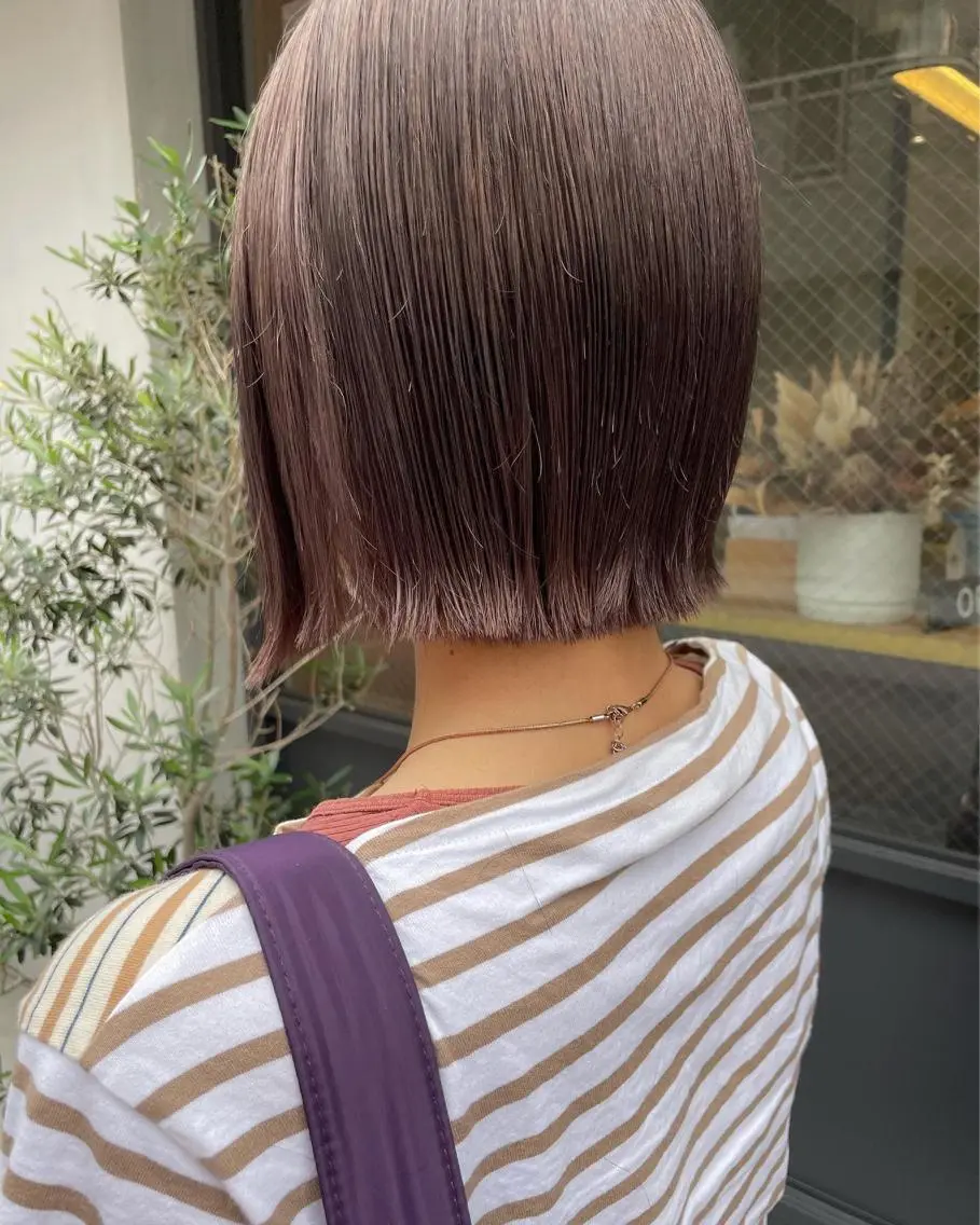 ショート 暖色カラー🍊 ボブ🌿顔周りcutのヘアスタイル