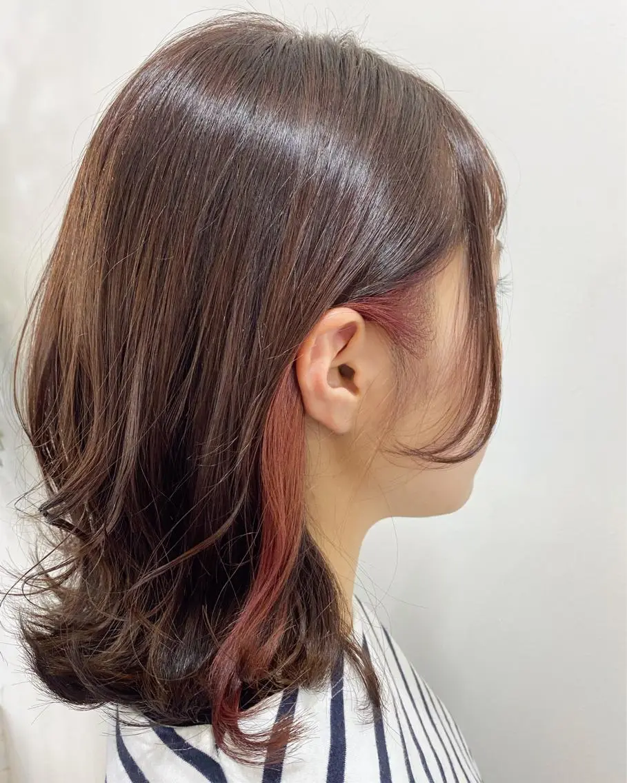 ミディアム カラー イヤリングカラー ピンクカラー fulam/ WATANABEのヘアスタイル