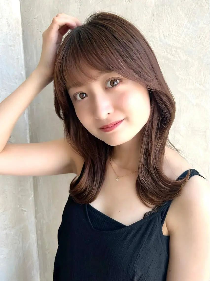 セミロング カラー ベージュカラー ブラウンカラー くびれヘア 髪質改善 縮毛矯正 🧡くびれヘア/前髪 顔周り🧡久原結衣のヘアスタイル