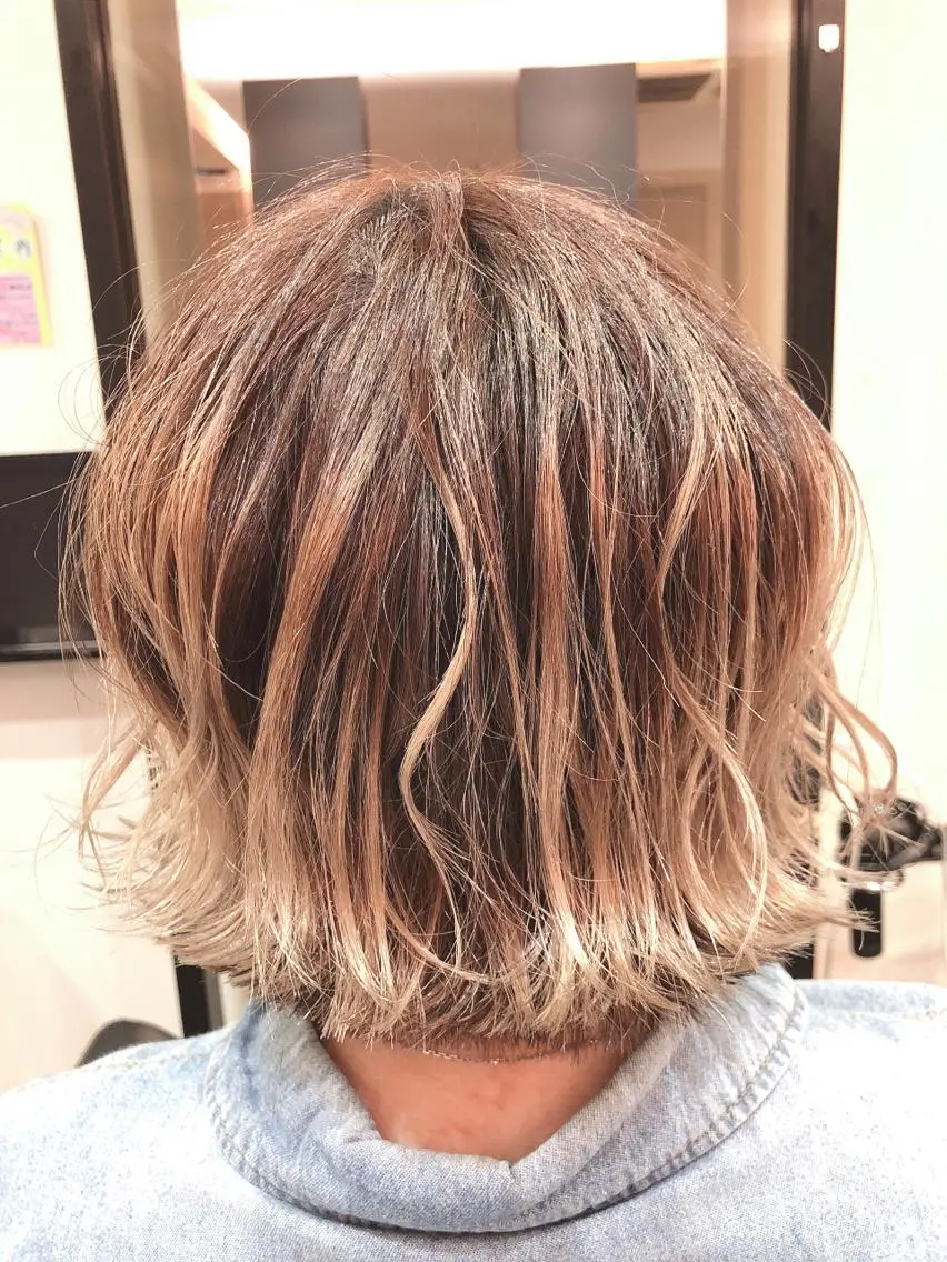 ショート カラー ヘアアレンジ 切りっぱなしボブ バレイヤージュ ハイライトカラー ボブ ハイライト カット ヘアカラー ✨髪質改善＆ボブ✨ 近藤 凌のヘアスタイル