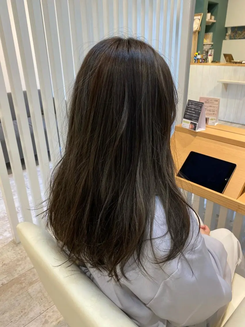 ロング カラー 酸性ストレート/ブリ ーチなしWカラー河本のヘアスタイル
