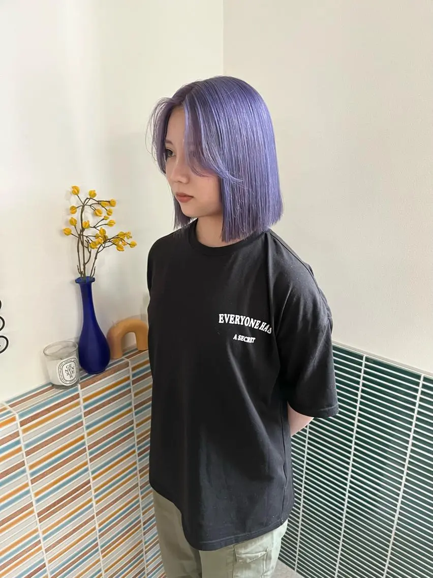 ミディアム カラー ブリーチ ラベンダーカラー ヘアカラー トリートメント 🩷ハイトーン透明感 レイヤー🩷ユリカのヘアスタイル