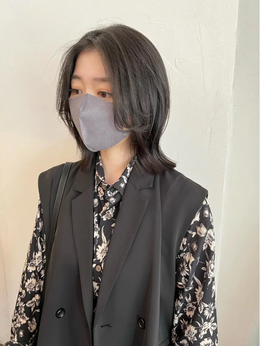 ミディアム 切りっぱなしボブ ボブ カット 千葉 郁也のヘアスタイル