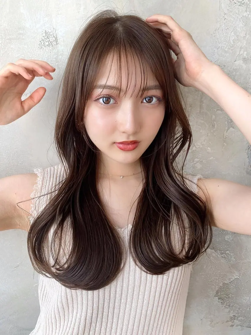 セミロング カラー ベージュカラー ブラウンカラー ブラウンベージュ くびれヘア 顔周りカット 顔周り/くびれヘア 韓国ヘア💕風間るなのヘアスタイル