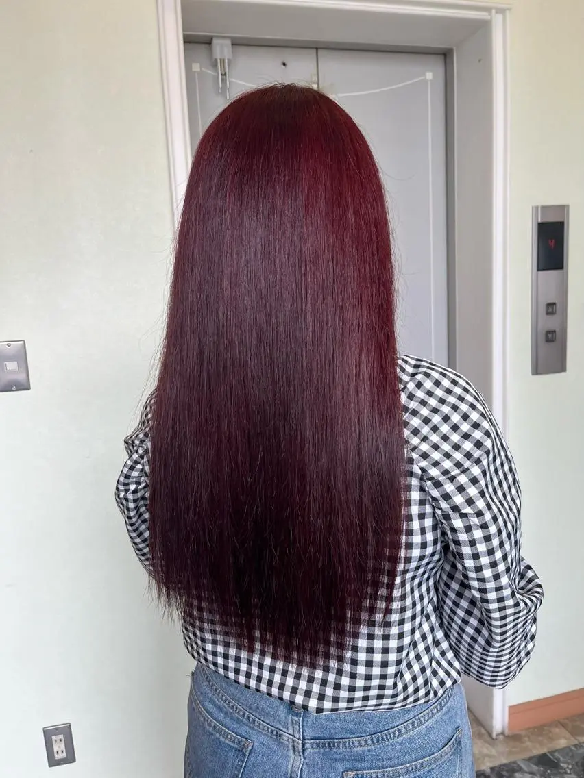 ロング カラー ブリーチ ダブルカラー ブリーチなしカラー レッドカラー ヘアカラー NUMBER 天王寺 🌼yuriのヘアスタイル