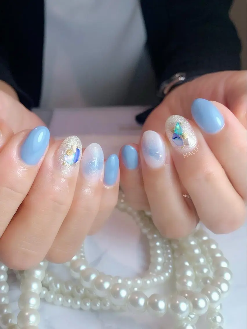 ネイル ブルー HALU ハルのネイルデザイン