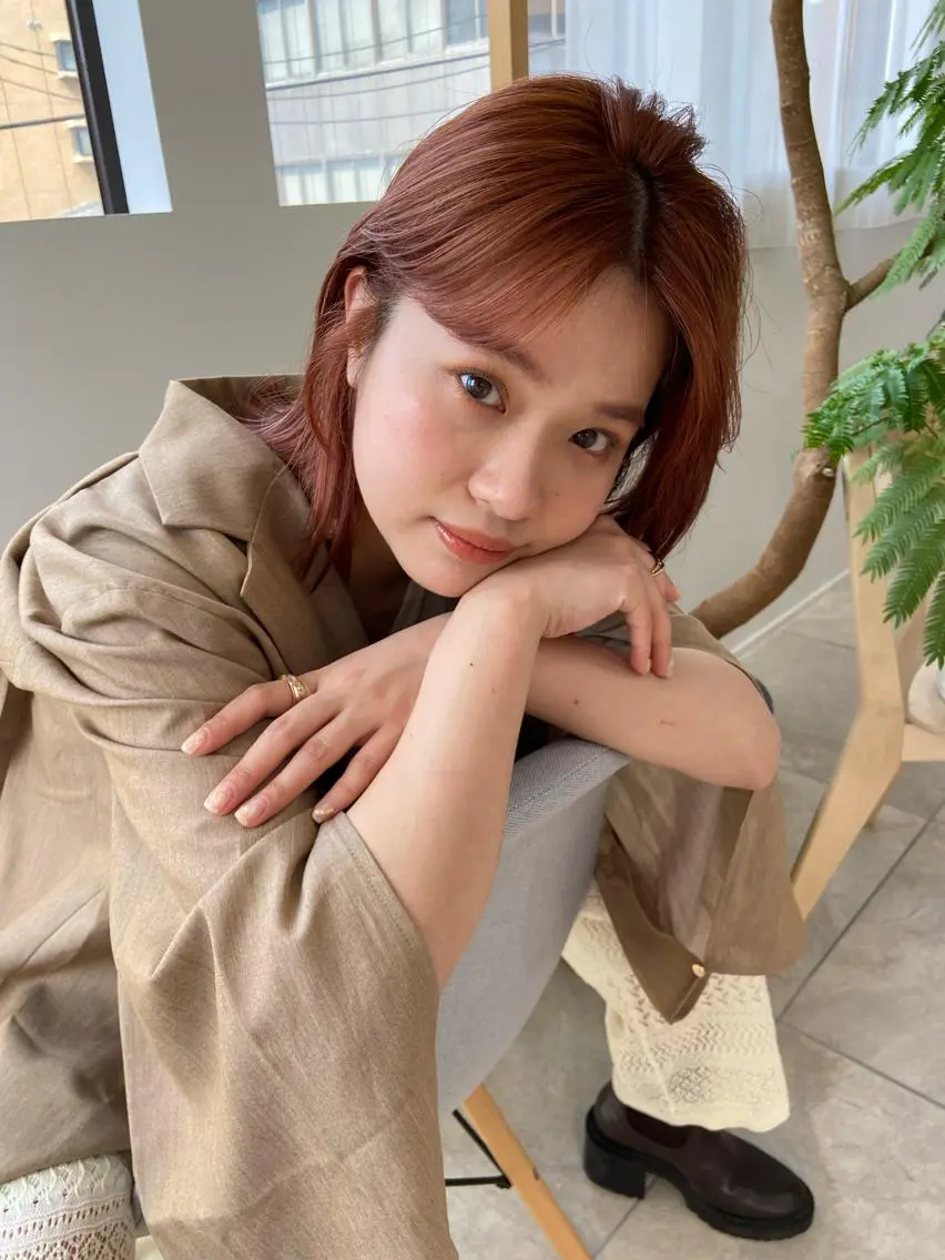ミディアム ヘアアレンジ カット ヘアカラー トリートメント 田中 あやなのヘアスタイル