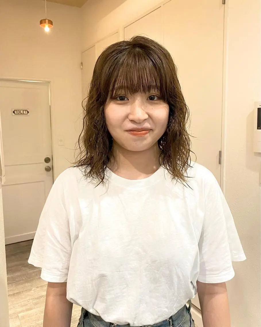 ミディアム パーマ ショート& パーマ　坂本のヘアスタイル