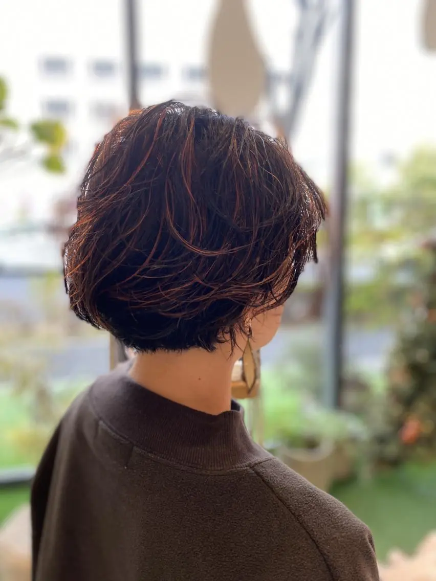 ショート カラー ハイライトカラー オレンジ ハイライト ヘアカラー 艶髪☆外国人風カラー ハイトーン多田修弥のヘアスタイル