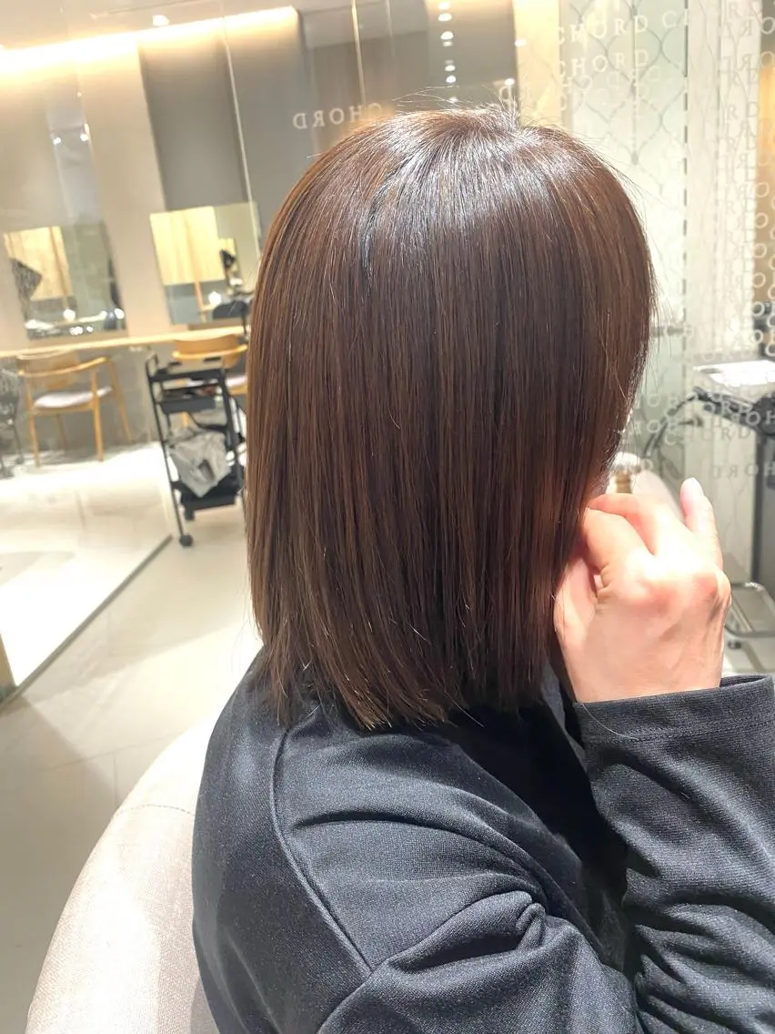 ミディアム カラー ブリーチ 透明感カラー ハイライトカラー ボブ ハイライト カット ヘアカラー トリートメント 谷合 貴志のヘアスタイル