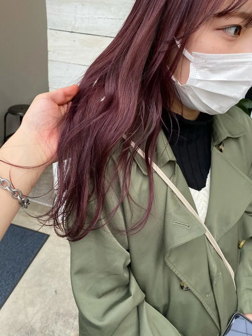 ロング カラー カシス バイオレットカラー カット ヘアカラー トリートメント 森貴裕/ニュアンス パーマ/オリーブのヘアスタイル