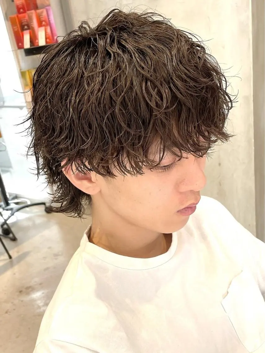 ショート パーマ メンズ メンズパーマ 波巻きパーマ SENTA✨メンズ パーマ✨fifth栄のヘアスタイル