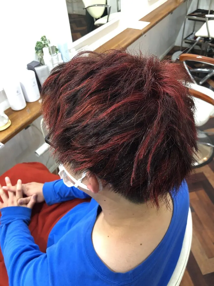 ショート カラー メンズ ヘアカラー 佐藤 悠生 メンズパーマ.カットのヘアスタイル