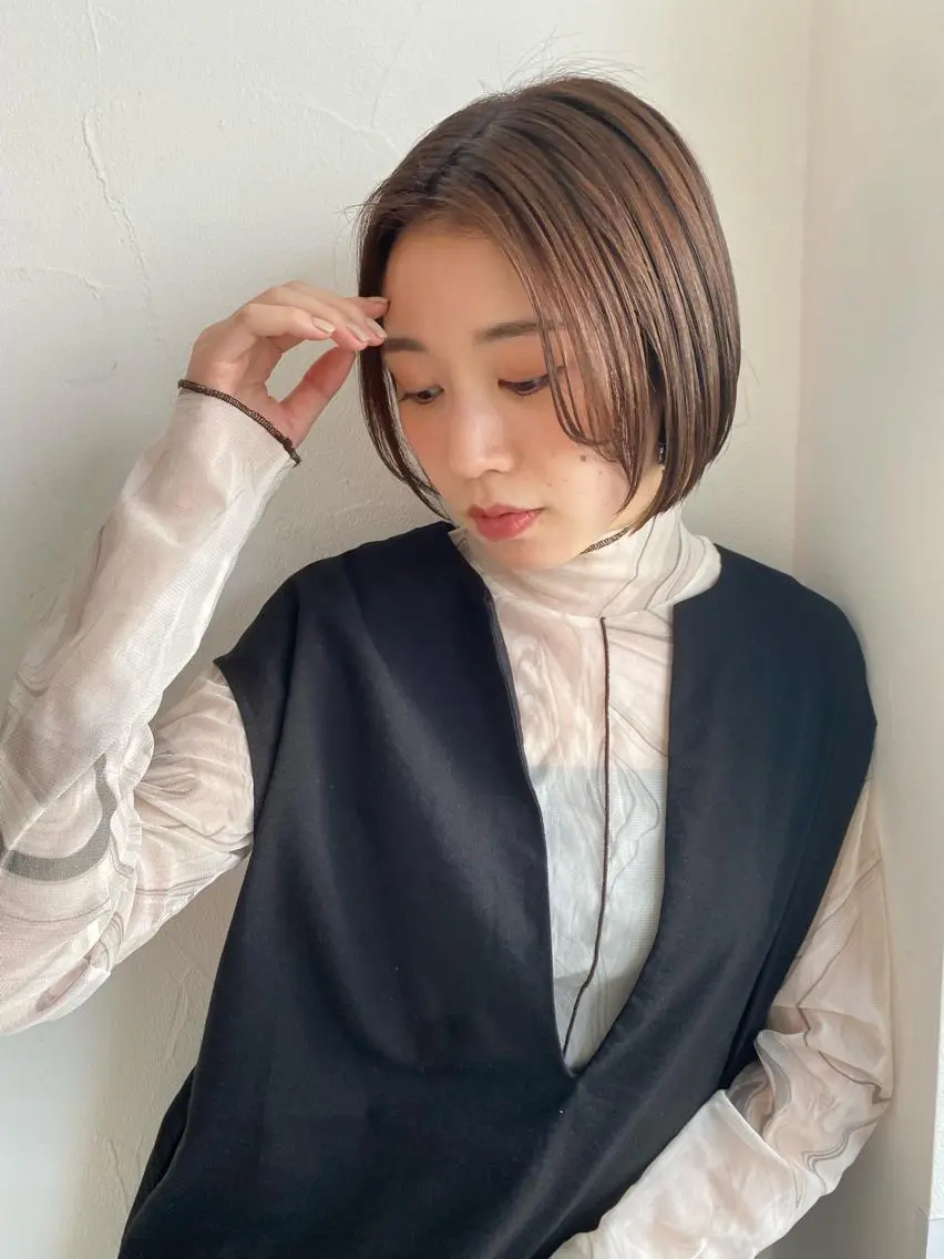 ショート カラー ハンサムショート 透明感カラー ショートヘア Ash中目黒店 榊間茜のヘアスタイル
