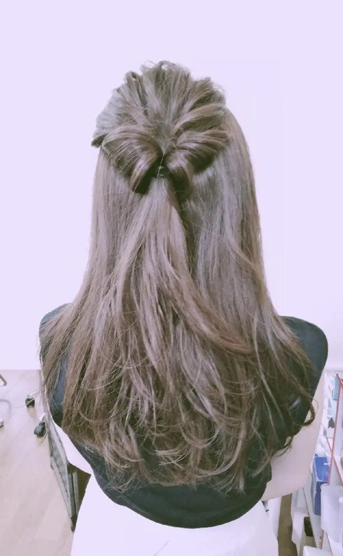 ロング カラー ヘアアレンジ 簡単アレンジ 小林　ローズパープル カット＆カラー美容室のヘアスタイル