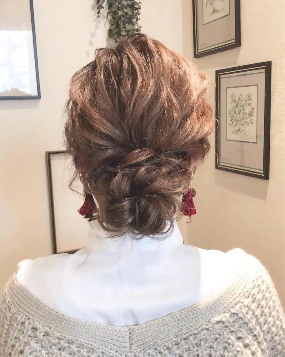 セミロング ヘアアレンジ お団子ヘア Takagi Nanamiのその他イメージ