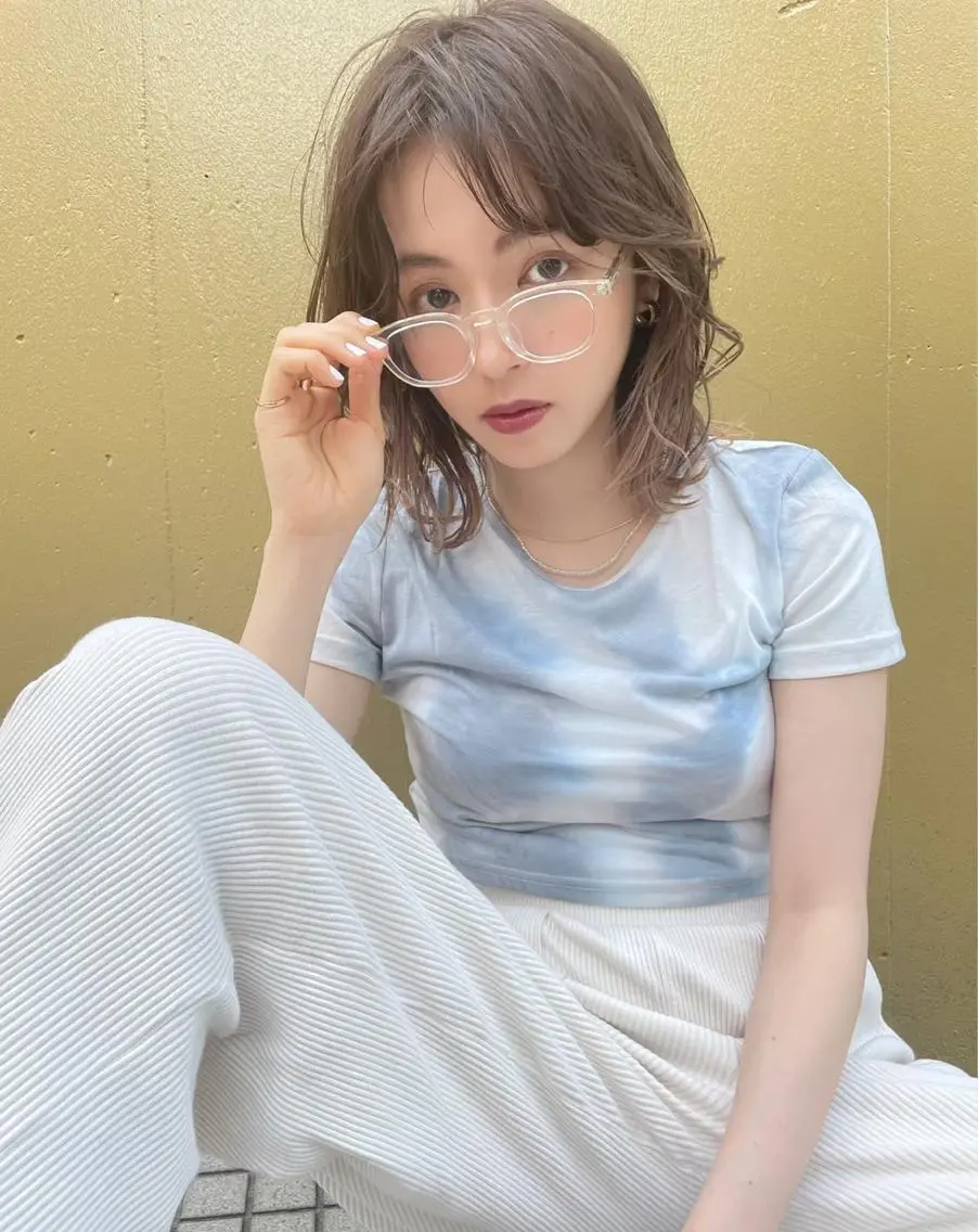ミディアム カラー ヘアカラー トリートメント 透明感カラー/ Reika☁️ིྀのヘアスタイル