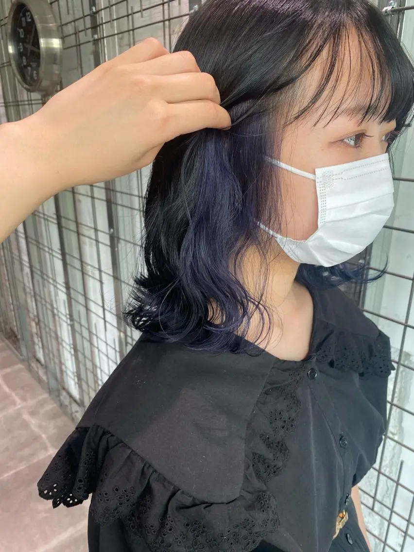 カラー ブルーカラー ブルーラベンダー ラベンダーカラー ヘアカラー AYANE 韓国ヘア /レイヤーカットのヘアスタイル