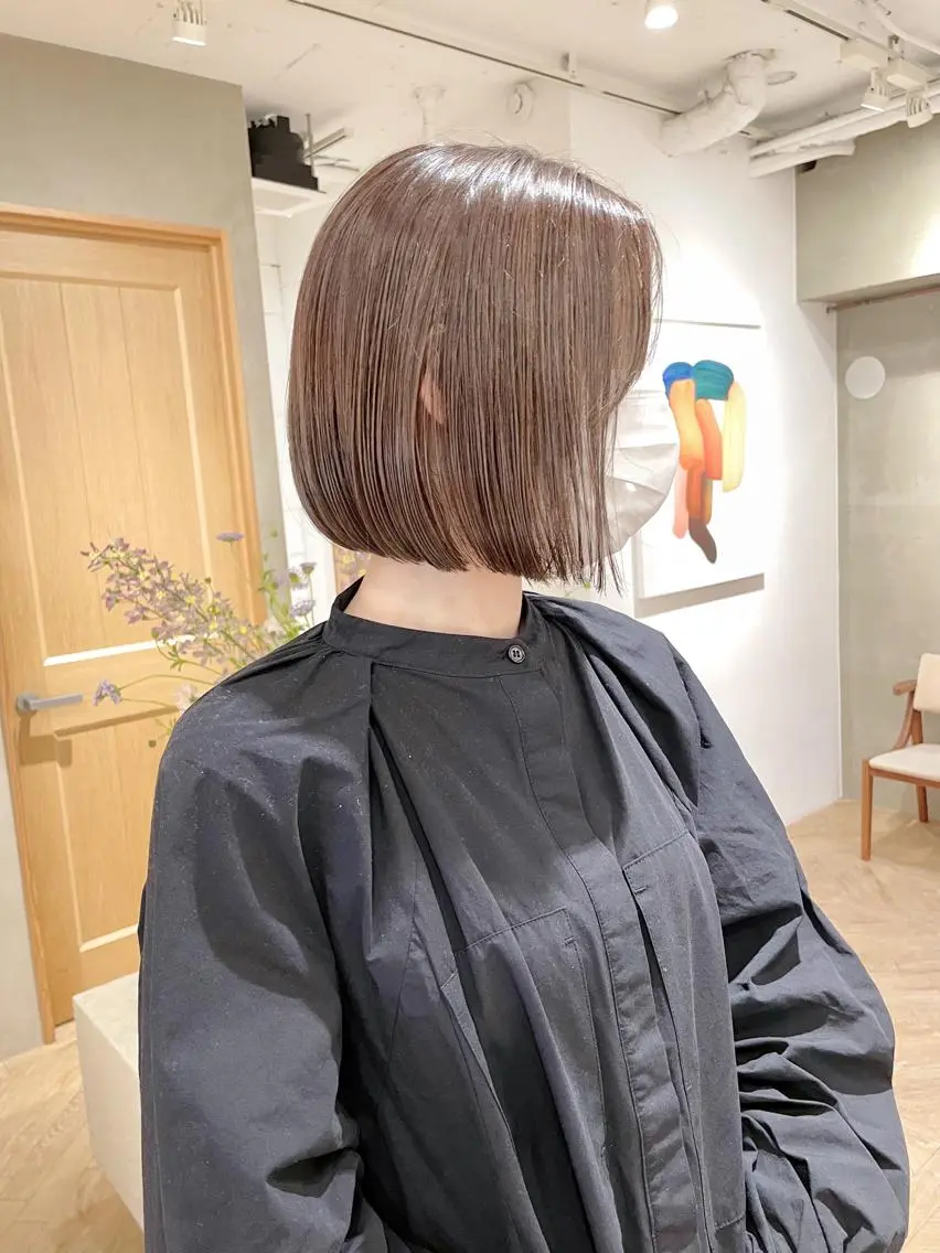 ミディアム カラー アッシュ ブリーチ ケアブリーチ ダブルカラー イヤリングカラー ヘアカラー トリートメント ボブ/縮毛矯正 🌟梅田盛一🌟のヘアスタイル