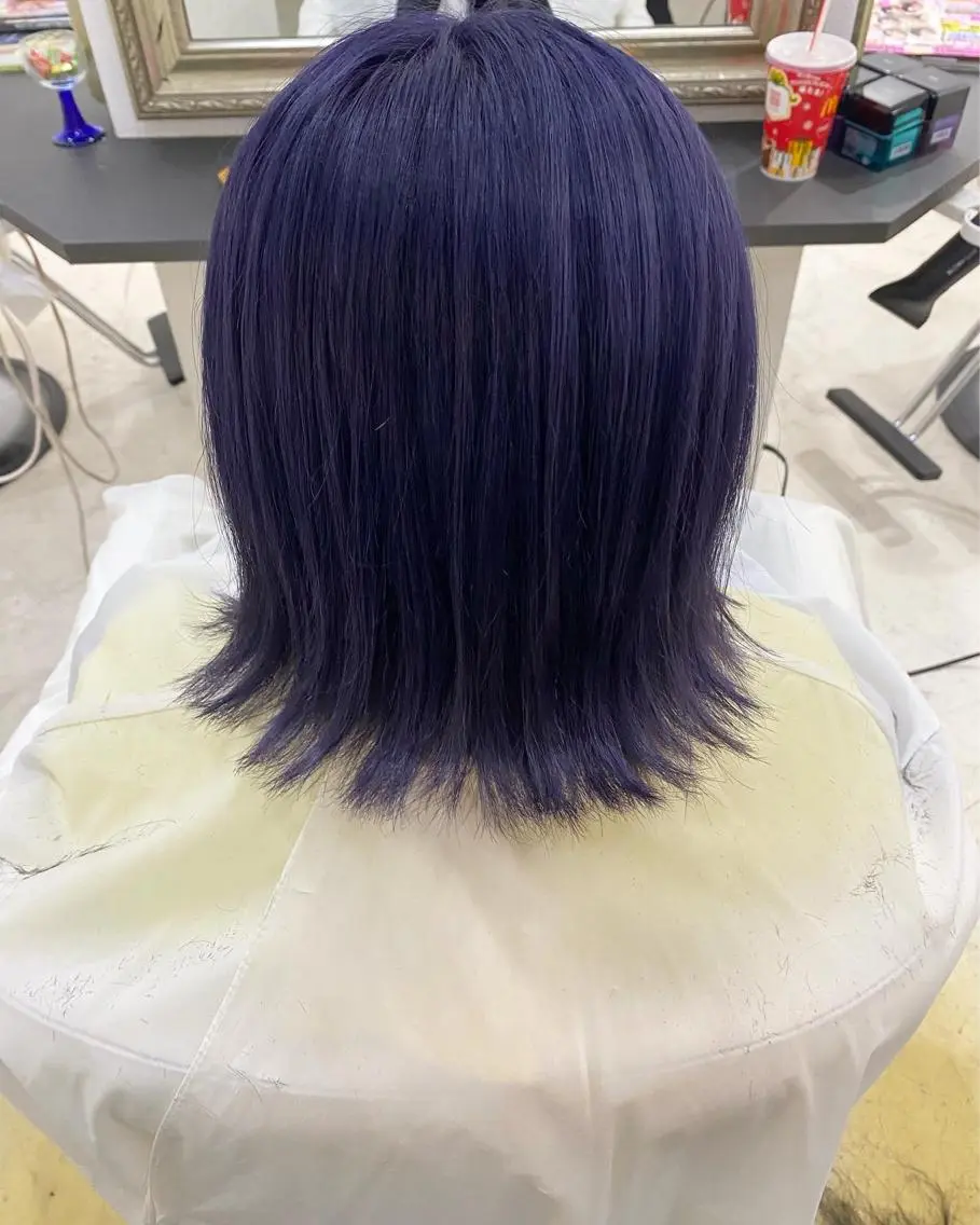 ミディアム カラー ブルーカラー ブルーバイオレット バイオレットカラー 羽澤 亨威【髪質改善】のヘアスタイル