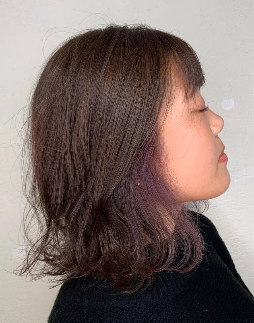 ミディアム ヘアカラー トリートメント 透明感カラー 金村真子のヘアスタイル