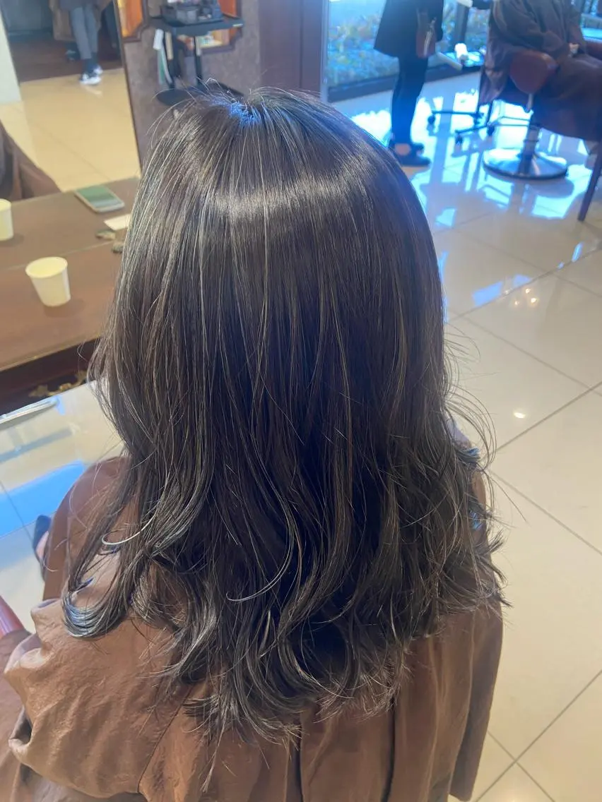 セミロング カラー ハイライトカラー ハイライト 小林 亜紀のヘアスタイル
