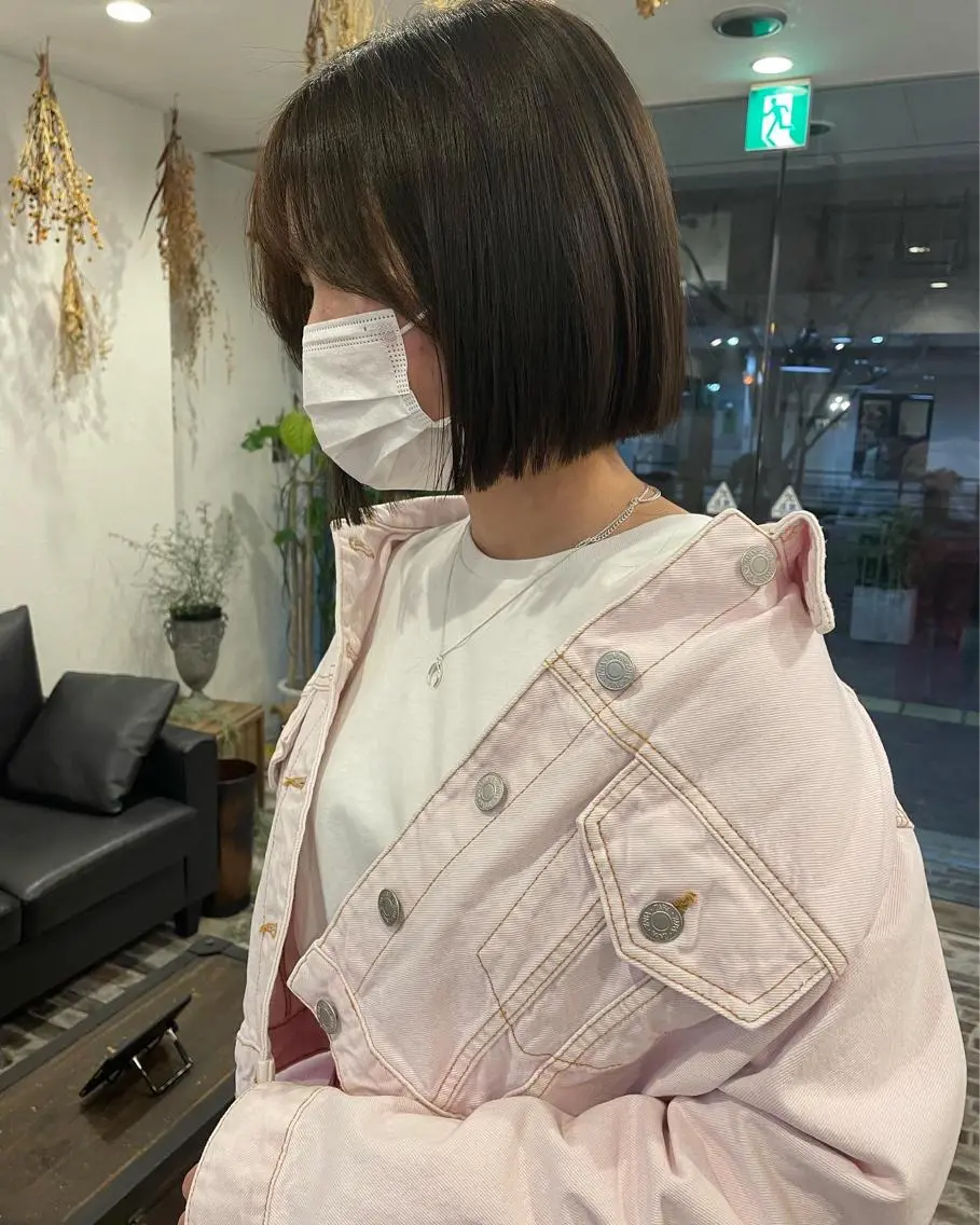 ショート 切りっぱなしボブ ボブ 韓国風ヘア タッセルカット カット トリートメント m ā l o.🌷 サカモトマイコのヘアスタイル