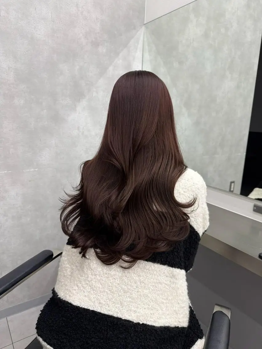 ロング カラー ブラウンカラー 韓国風カラー ナチュラルブラウン 韓国風ヘア トリートメント FOCUSJAPAN 烏丸のヘアスタイル