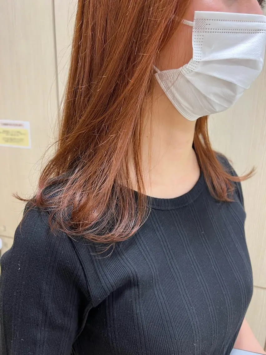 セミロング カラー ベージュカラー オレンジ オレンジベージュ ヘアカラー トリートメント 盛れるレイヤーカット 得意🌹井上美沙のヘアスタイル