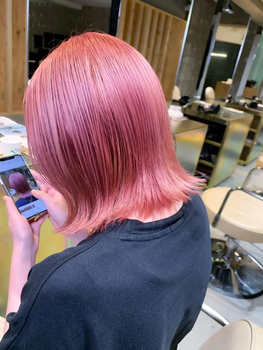 ミディアム カラー ブリーチ ケアブリーチ ピンクカラー tension 【テンション】のヘアスタイル