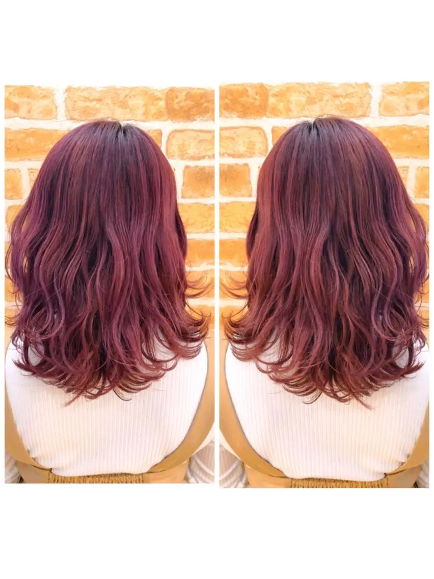 ミディアム カラー ピンクカラー レッドカラー ヘアカラー ブリーチ/髪質改善 🍀MASAKiのヘアスタイル
