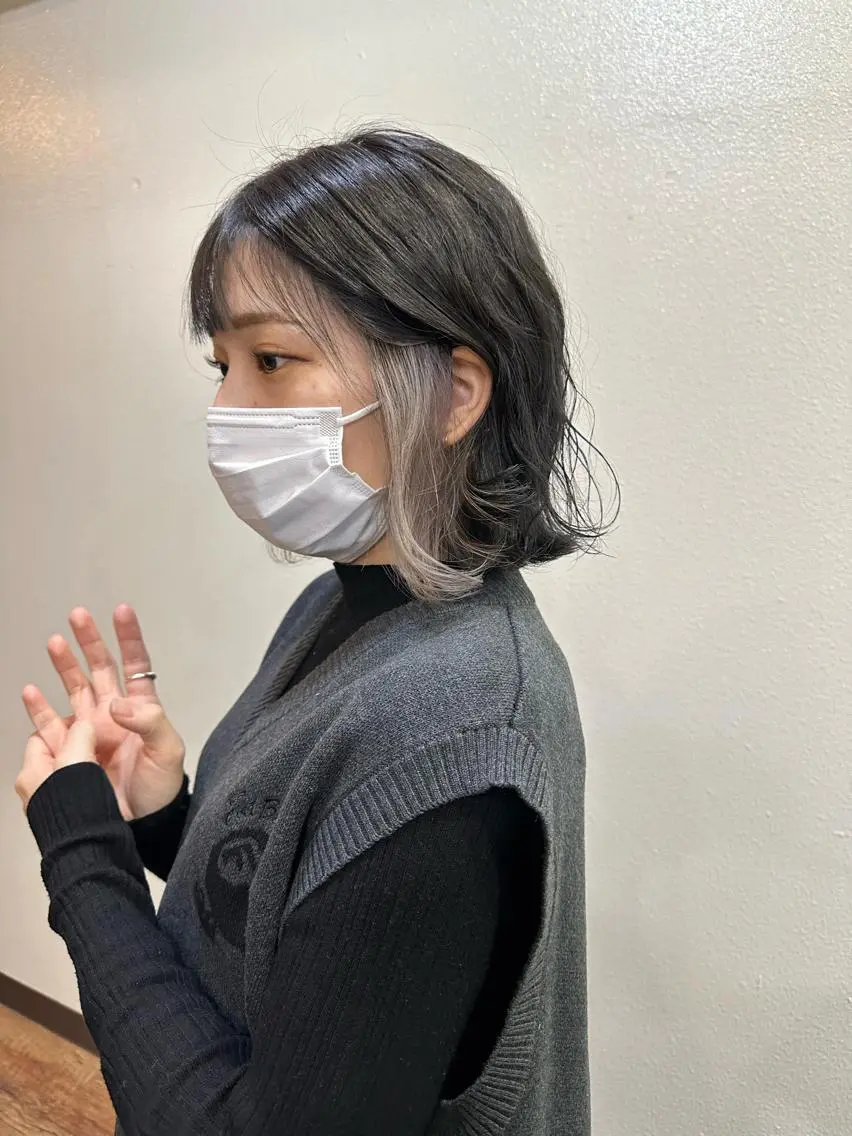 ミディアム カラー パーマ ヘアアレンジ メンズ キッズ ネイル マツエク・マツパ アイブロウ メンズバレイヤージュ メンズブリーチ メンズハイライト メンズインナーカラー メンズ韓国風 切りっぱなしヘアボブ ミディアムヘアRYOのヘアスタイル