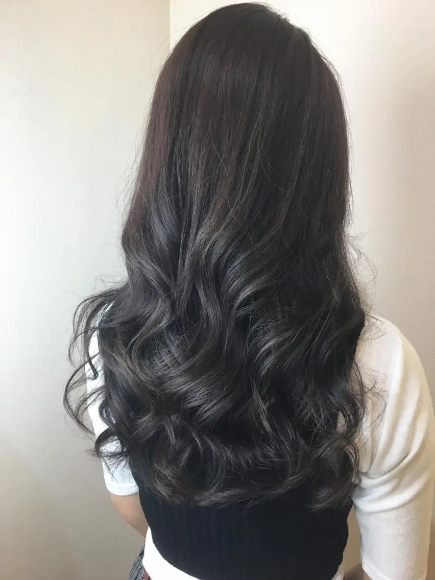 ロング カラー アッシュ パープルカラー パープルアッシュ ロング 広がり、まとまらない お悩み改善/ 中田のヘアスタイル